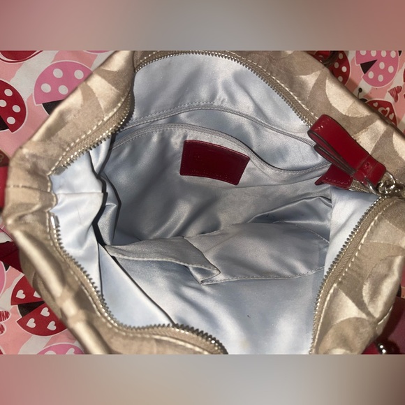 Coach Poppy Purse Signature Brown And Red Tote Purse Rare Very Great Condition - Picture 8 of 11